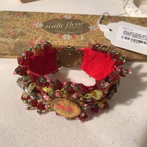 MILLE FLEUR Bracelet, fabric beaded BOHO